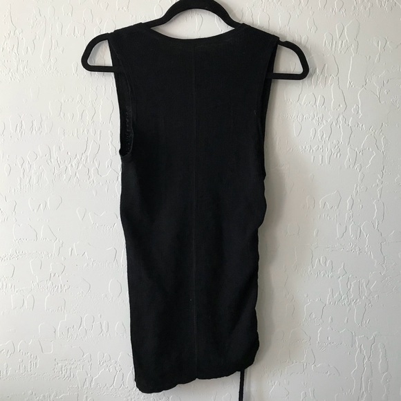 All Saints Black Side Tie Rosen Vest Top V Neck - Picture 3 of 4